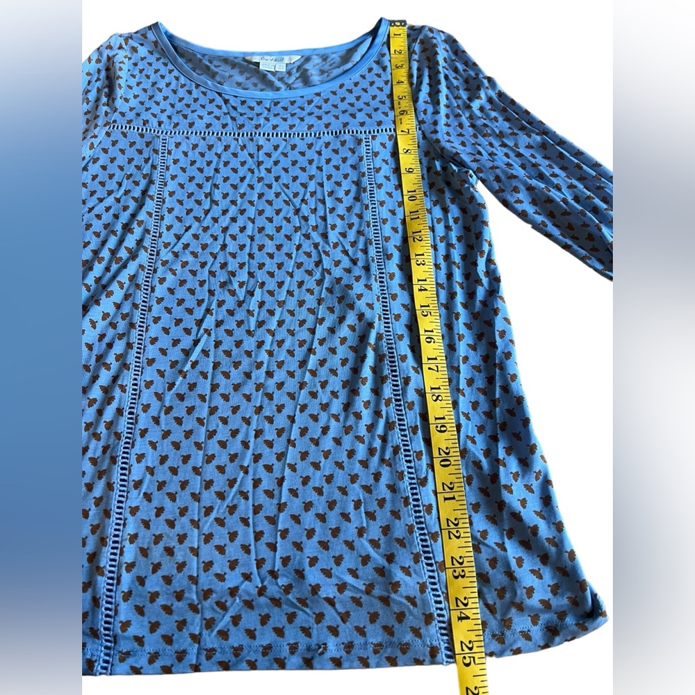 BODEN Blue & Brown “Claudia” Ladder Stitch Floral Print Top Blouse Size 4 - Picture 7 of 9